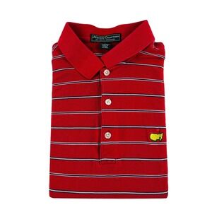 Masters Collection Red w/ Blue & White Stripe Masters Embroidered Polo Size M